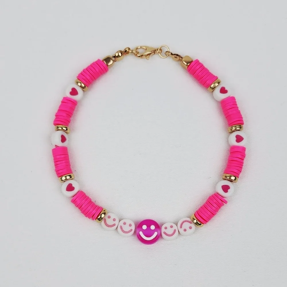 Handmade Smiley Face Heart Bracelet